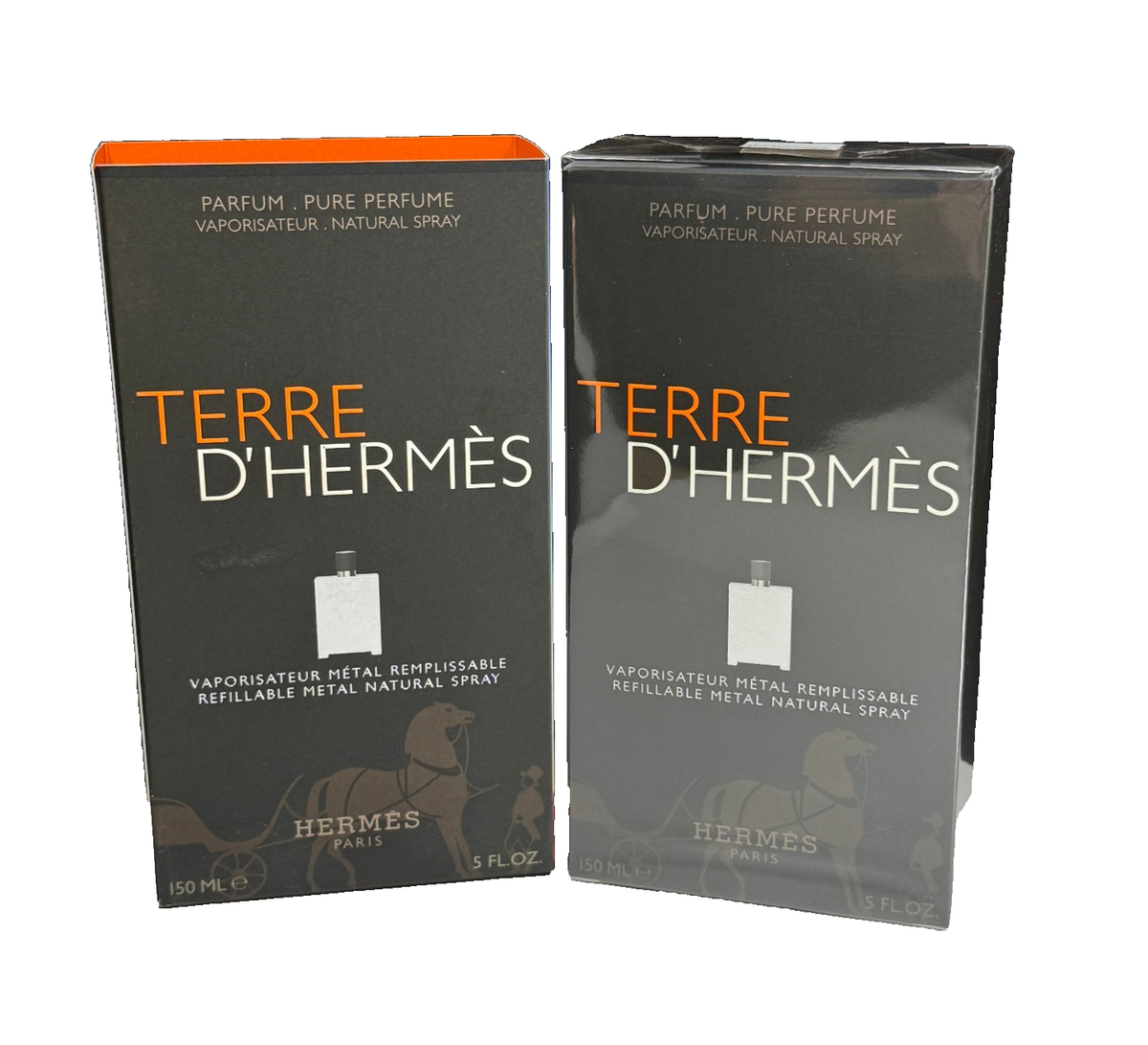 Terre D'hermes 150 Ml Pure Perfume Parfum Refillable Metal Bottle