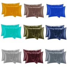 Satin Solid PillowCover Pillow Shams Cushion Cover for Living,Bed Home Decor