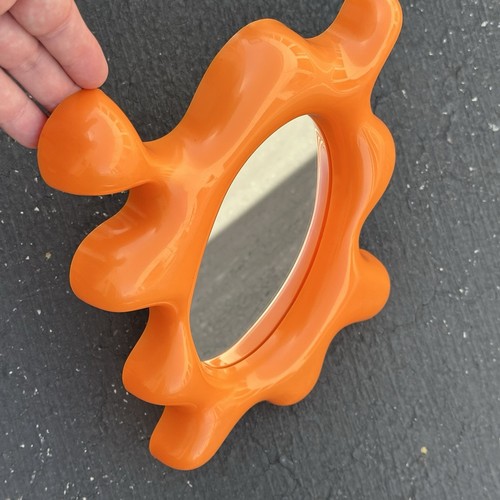 VTG 2 IKEA Splat Wall Mirror Tunga 90s Orange Plastic Blow Mold Splatter Modern - Picture 6 of 11