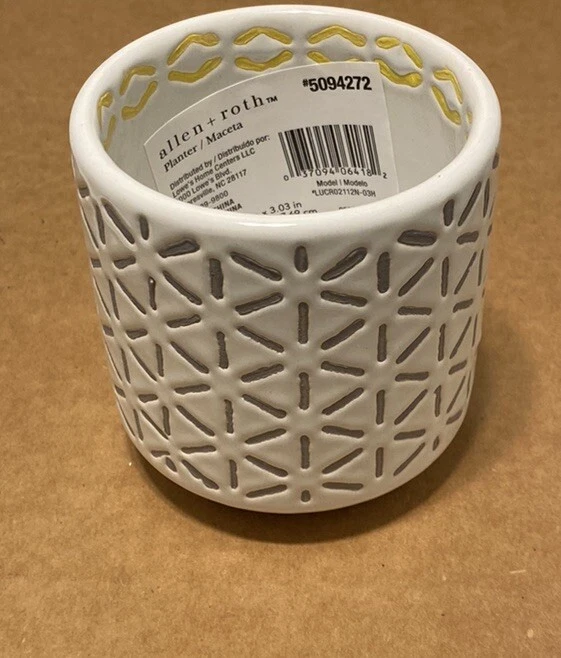 Allen and Roth 3,03 дюйма ширина x 3,03 дюйма высота серый керамический комнатный горшок для рассады суккулент - Изображение 3 из 4