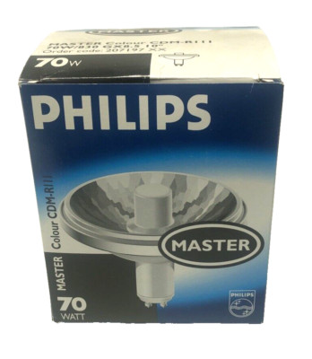 PHILIPS 70W MASTER COLOUR CDM-R111 70W/830 METAL HALIDE LAMP, GX8.5 BASE, 10 DEG