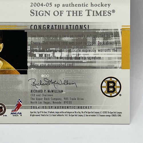 2004-05 SP Authentic Sign of the Times #STDC Don Cherry Autographed Bruins HOF - 第 12/13 張圖片