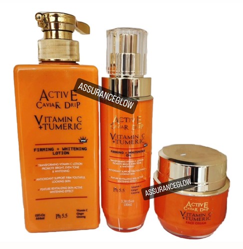 Active Caviar Drip Vitamin C & Turmeric Whitening Lotion + Face Cream + Oil - Bild 1 von 3
