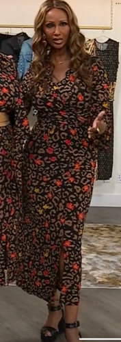 NEW IMAN PLUS SZ 1X MIDI Dress & tie Front Topper JACKET Set BROWN LEOPARD - Picture 7 of 16