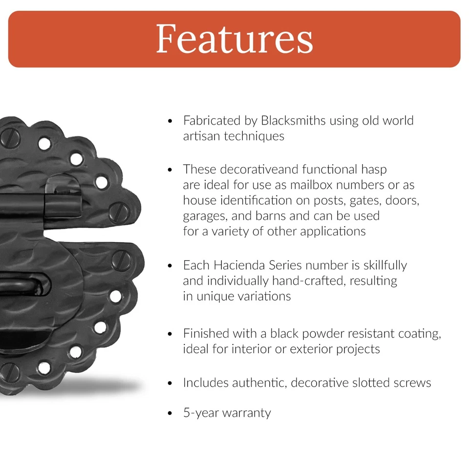 Cerradura de cierre de cerrojo rústico de 5,25" para muebles, cofres y baúles hierro martillado forjado Foto 2 de 3