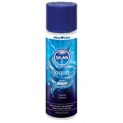 Skins AQUA lubricant Water based personal lube Natural intimacy 4.4oz /  8.5oz