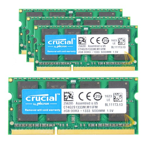 4PCS Crucial 8GB 2Rx8 PC3-1333S DDR3 1.5V 204PIN SODIMM Laptop Memory RAM Kits # - Picture 5 of 10