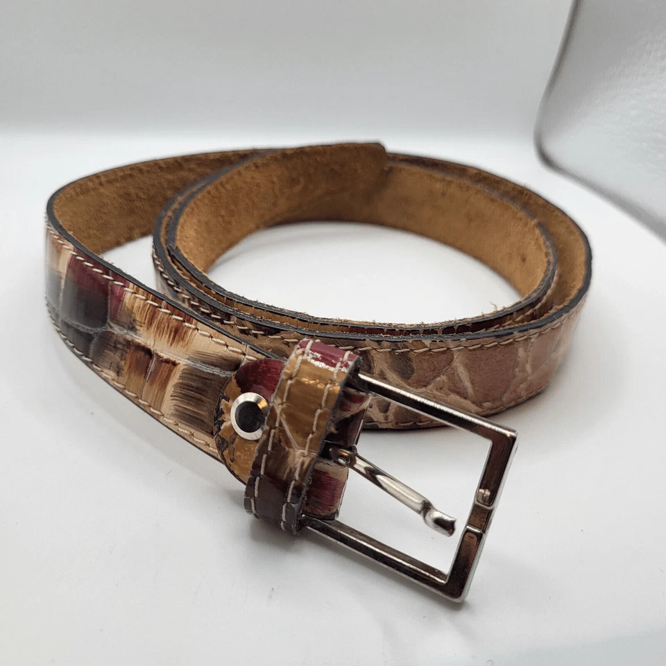 Cinturón de cocodrilo vintage de cuero genuino 29 a 35 pulgadas Foto 2 de 4