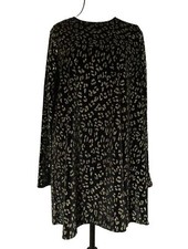 Show Me Your Mumu Toby Dress  Black Gold Velvet Mini Animal Print  Size XS