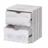 Holzschrank MCW-C62, Holzkiste, Shabby-Look, 2 Schubladen 36X32X26Cm Weiß