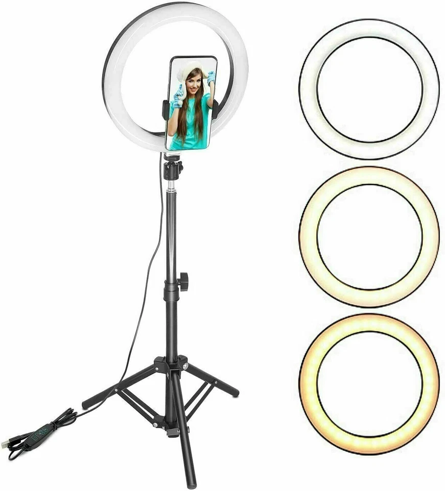 Large 30cm Multicolour Ring Light Rainbow RGB Video Tripod Phone Holder Included - Image 4 of 4
