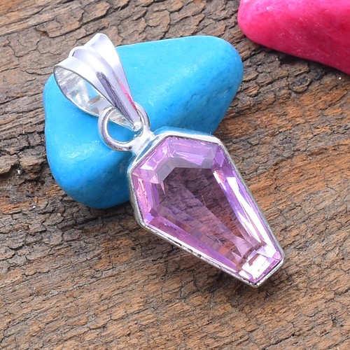 Collana con ciondolo in kunzite rosa: argento sterling 925
