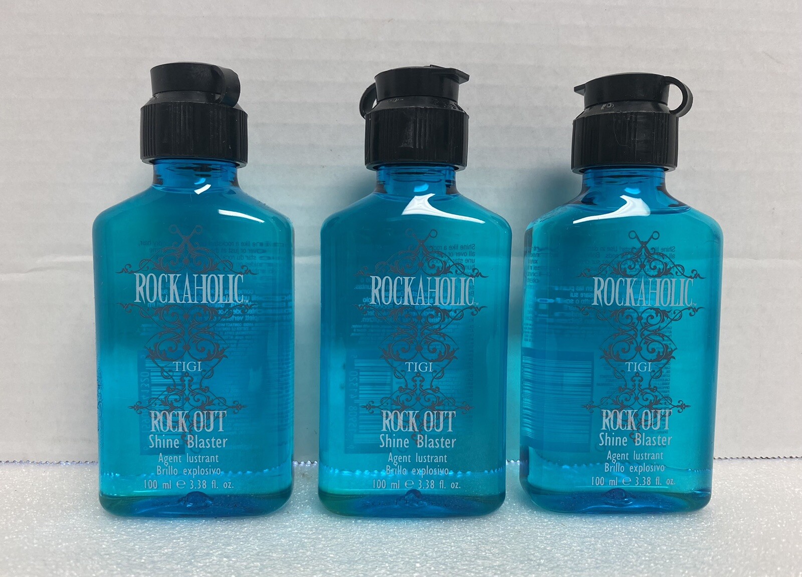 (3) TIGI Rockaholic Rock Out Shine Blaster 3.38 oz Each.