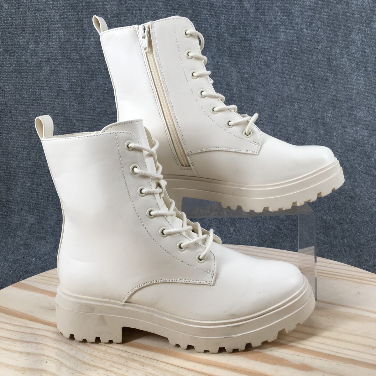 women's white leather dress boots LIURUIJIA Knee High Gogo Boots Sqaure Toe Chunky Block Heel 70s Disco Costume Boots for Party Dance Club 35(225/US5) inner side zipper closure A New Day Boots Womens
