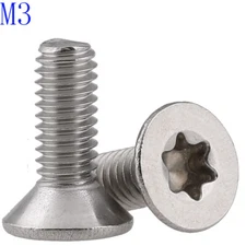 M3 x 0.5 3mm Flat Head Torx Security Machine Screws - A2 304 Stainless Steel