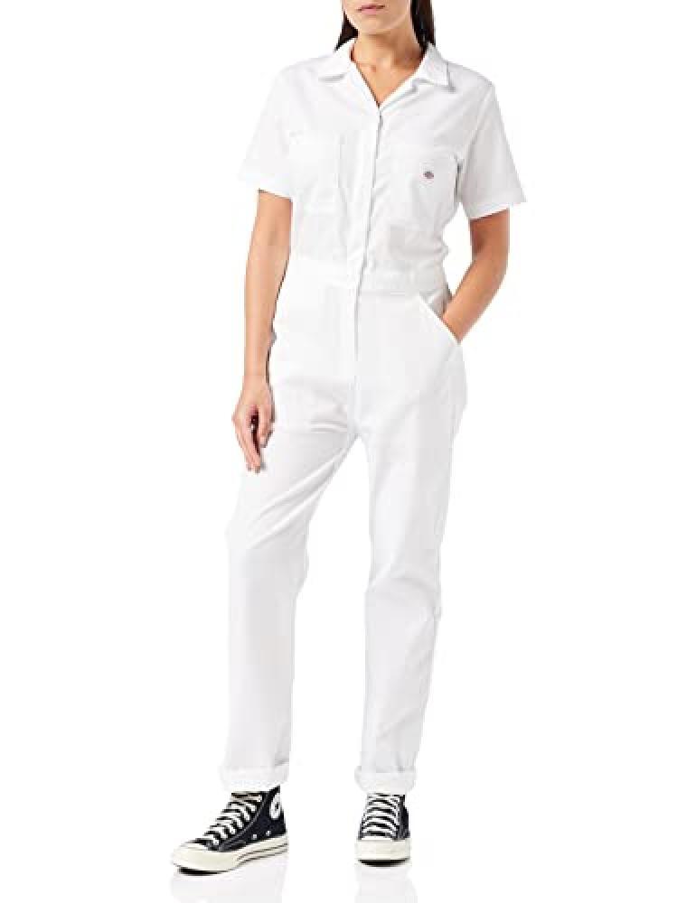 (TG. XL) Dickies Donna, Tuta SS Flex, White, XL - NUOVO