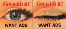 Get With It! Want Ads Winking Eye 1960's Small VARI-VUE Animation Lenticular