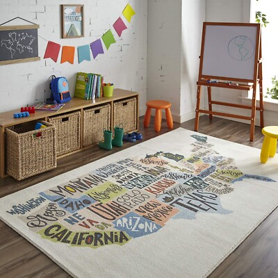 Mohawk Home Bildungs Kinder Klassenzimmer Teppich, Staatenkarte Weiß