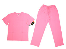 Beverly Hills Uniforms Unisex Pink V-Neck Straight Leg Top Bottom Scrub Set S