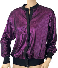Vintage LILLIE RUBIN FLASHY Fuchsia Metallic Jacket Shoulder Pads Large  Video