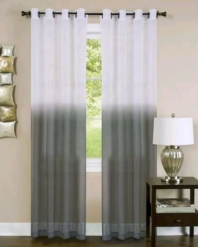 ESSENCE ~ 8 Grommet ~ 52" x 63" ~ CHARCOAL ~ Semi-Sheer Curtain Panel