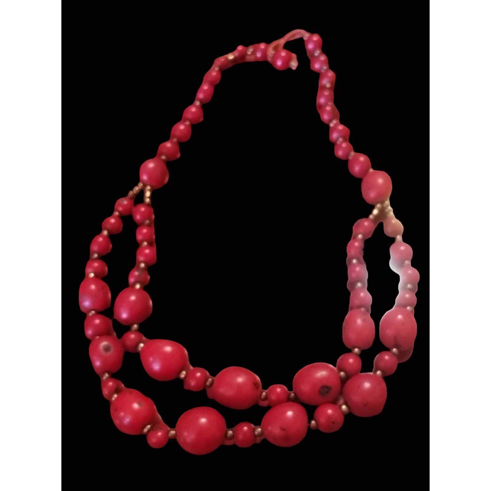 Beautiful double stranded beaded red necklace - image 1