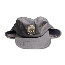 RARE Vtg UPS Hat Ear Flaps K-Brand Trapper Small-Med K Cap Winter Fur Lined 