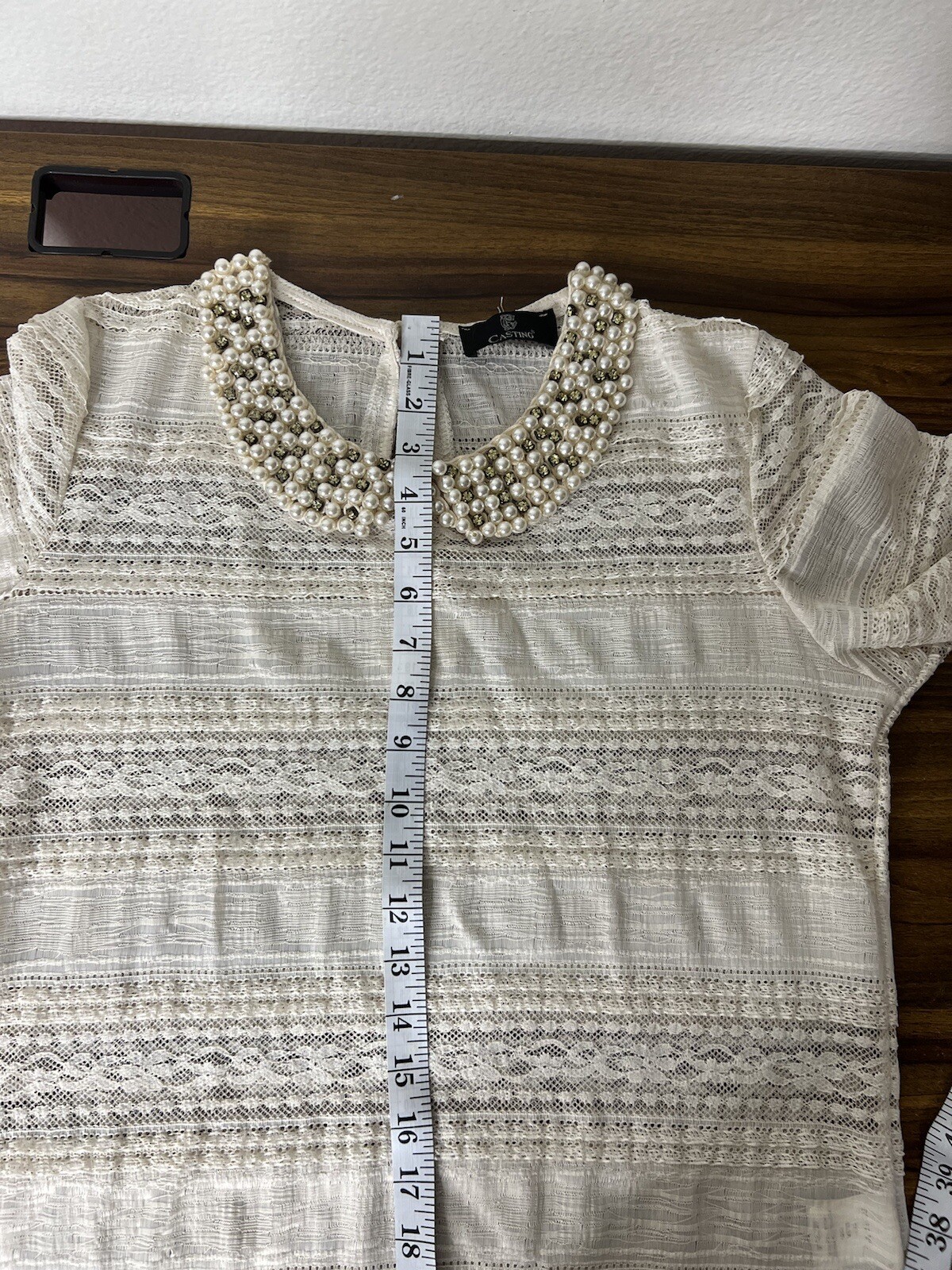 Casting Women top faux pearl lace Blouse with col… - image 11