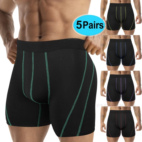 Men's Underwear Soft Breathable Boxer Briefs Pouch Underwear for Men 5 Pack - Picture 1 of 17