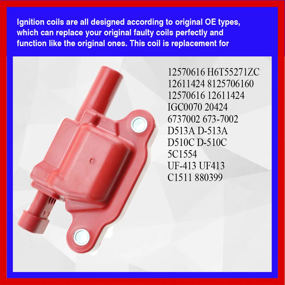 8PC HIGH ENERGY IGNITION COIL UCA413R CHEVROLET TAHOE 6.2L V8 2008 2009 - Image 3 of 4