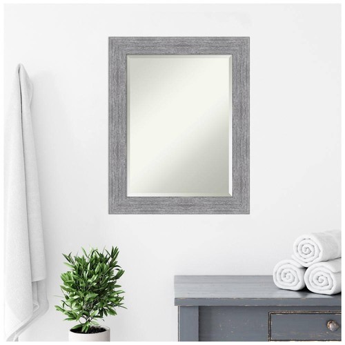 Amanti Art Wall Mirrors Medium Rectangle Bark Rustic Grey Beveled Glass Casual - 第 6/8 張圖片