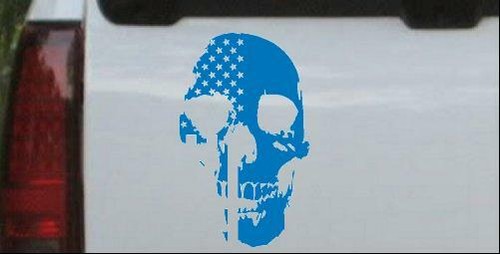 Skull Shadow USA American Flag Vertical Car Truck Window Laptop Decal Sticker - Picture 23 of 32