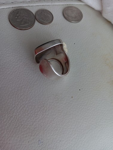 Ring .925. Onix Rose Carved Very Good Size Sapphires? H.Made 11 .adjustable - Picture 14 of 15