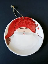 VIETRI Italy Old St Nick Hand Painted Miniature Plate Christmas Ornament 