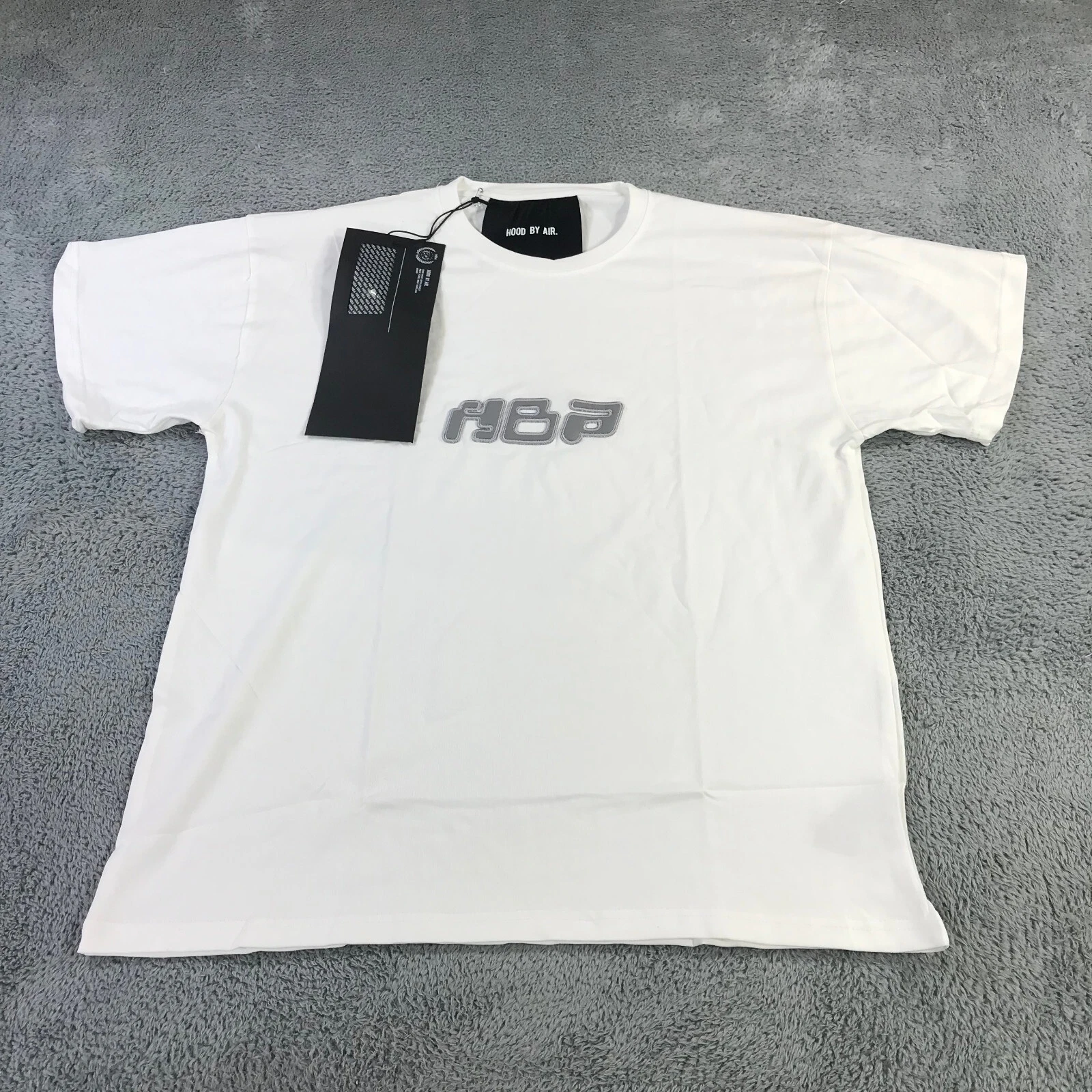 HBA (HOOD BY AIR) Hood By Air Shirt Uomo Medium M HBA Bianco Grigio Screensaver Preppy Tee a324323