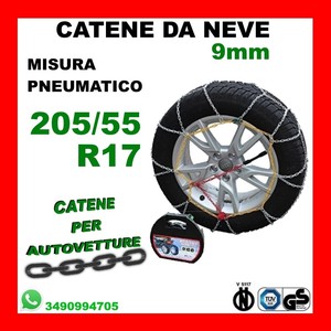 Catene da neve 9mm Omologate Misure Pneumatico 205//55R17 205-55-17 205 55 R 17