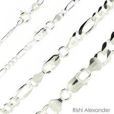 925 Sterling Silver Figaro Mens Boys Chain Necklace .925 Italy All Sizes