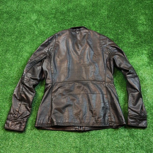 G-star Leather Jacket Womens Small COWHIDE Buckle Black Full Zip OUTDOORS RAW - Picture 2 of 20