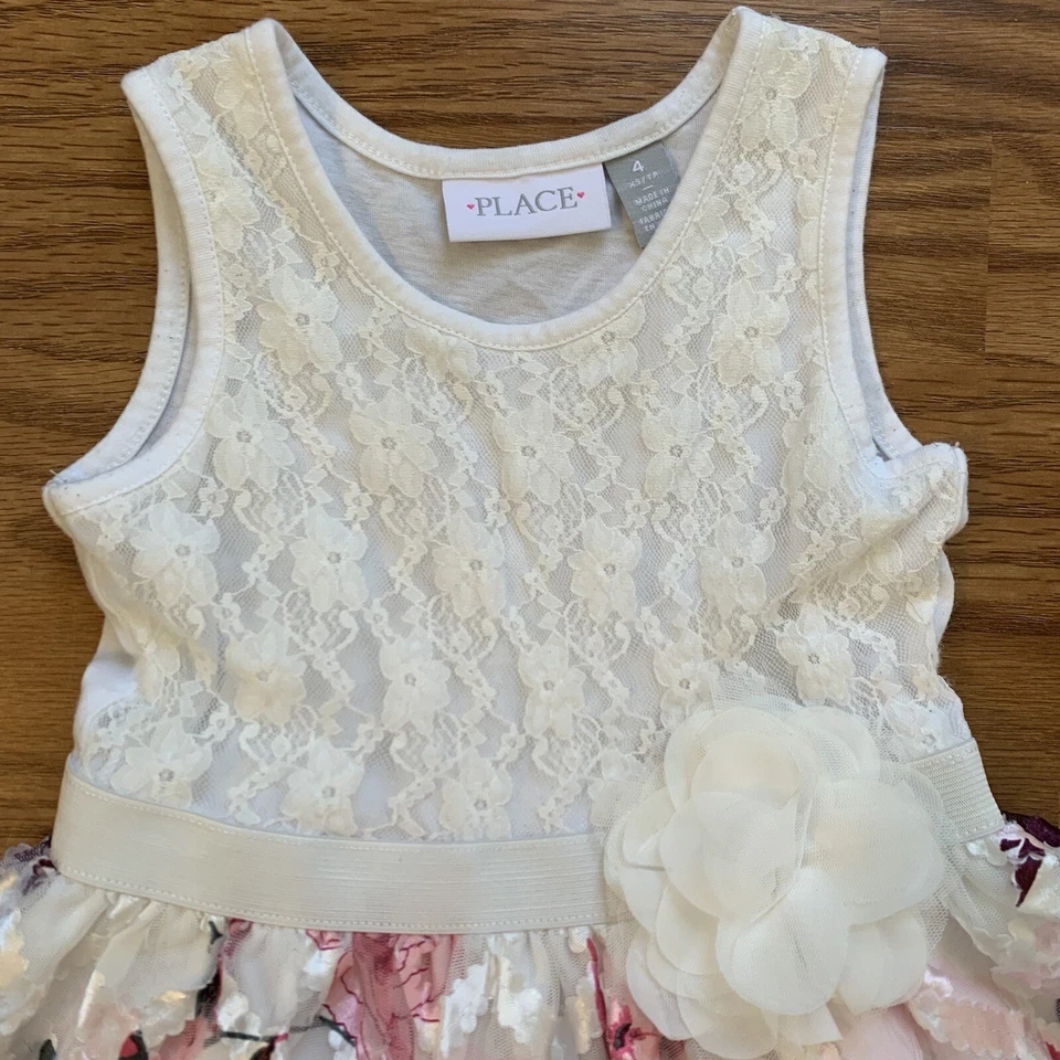 Vestido de Fiesta The Children’s Place Niñas Talla 4 XS Primavera Pascua Verano Vestido Usado en Excelente Condición! Foto 3 de 4