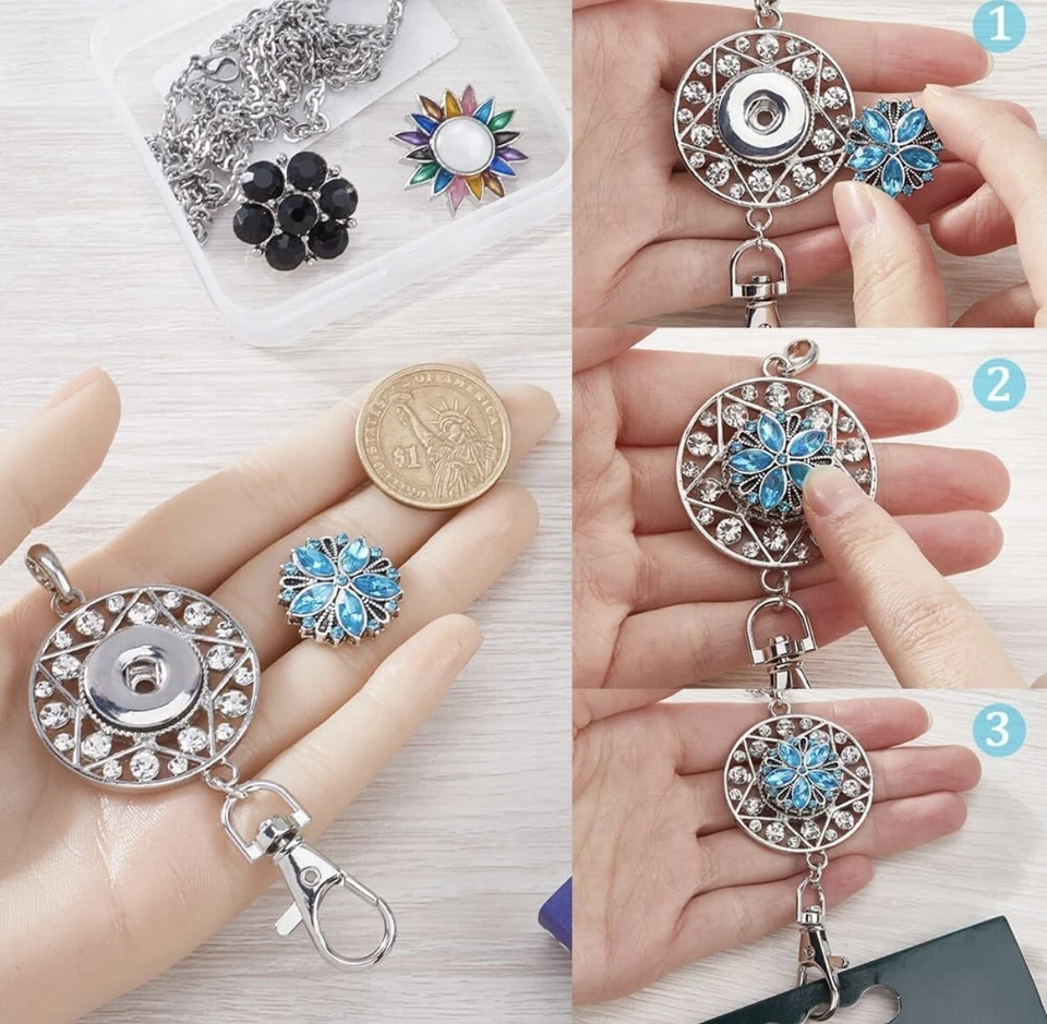 Porta Insignia Cordón Profesional 20mm Broches a Presión Joyería con Cadena Profesor Enfermera Foto 4 de 4