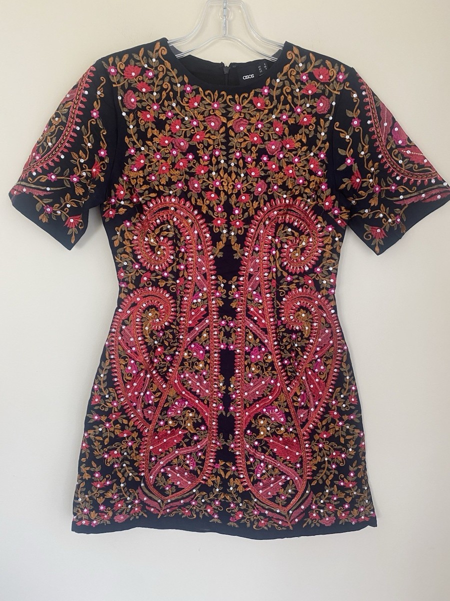 ASOS Size 8 Red Black Embroidered Embellished Shift Mini Dress | eBay ASOS Size 8 Red Black Embroidered Embellished Shift Mini Dress | eBay
