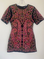 ASOS Size 8 Red Black Embroidered Embellished Shift Mini Dress