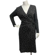 Ann Taylor $129 Wrap Dress Women's Medium animal print long sleeve Casual NWT