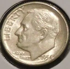 Silver Dime - Roosevelt - 1954-S (Rev spot) [Set break]