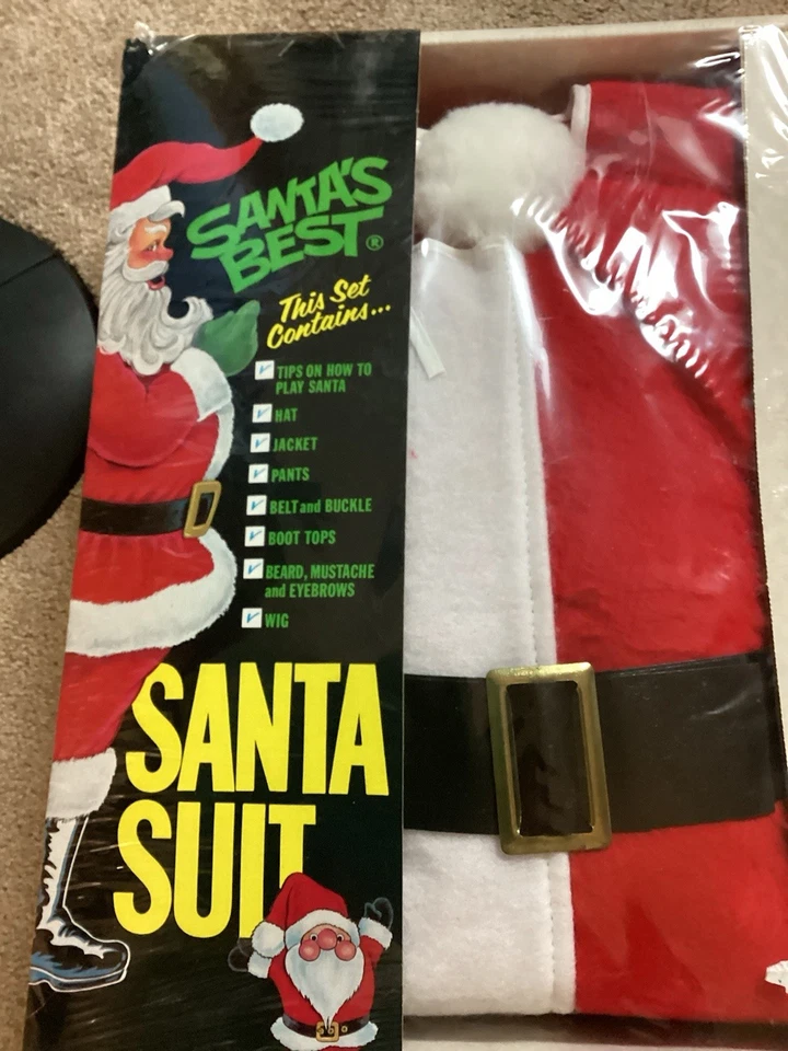 Traje de Papá Noel Terciopelo Adulto Hombre Estándar Talla 40-48 NUEVO Conjunto Completo Peluca-Barba Foto 4 de 4