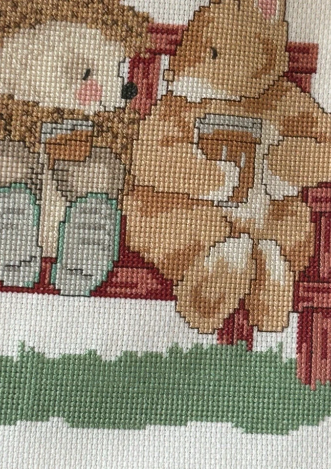 Completed DMC Country Companions cross stitch kit ‘Take a break’ 14 count aida - Image 2 of 4