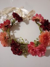 Beautiful Burgundy, Rose and Pink Hair Garland Flower Crown for Weddings or Fair