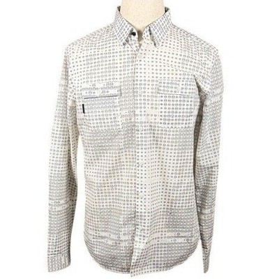 Marc Ecko Cut & Sew Mens Emoji Face Print Button Down Shirt White Black Size M