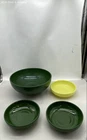 Vintage Mid Century Modern Milk Glass Bowl Set Forest Green Yellow 4 Pieces