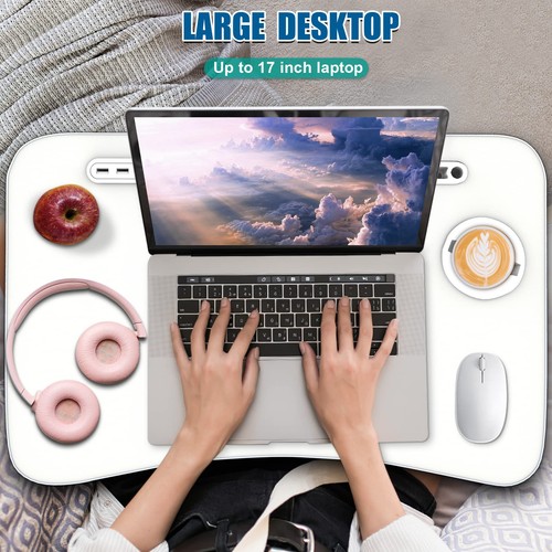 Portable Foldable Laptop Bed with USB Charge Storage Drawer and Cup Holder - 第 3/7 張圖片